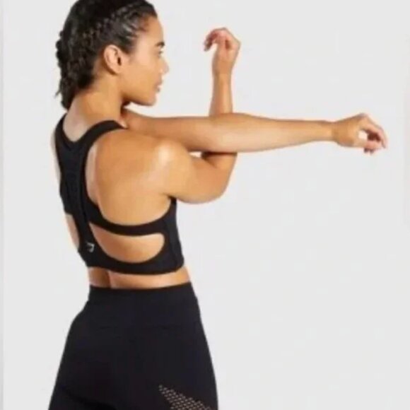 Gymshark Flawless Knit Sports Bra in black - size small - Crop top laser cut - Picture 6 of 6